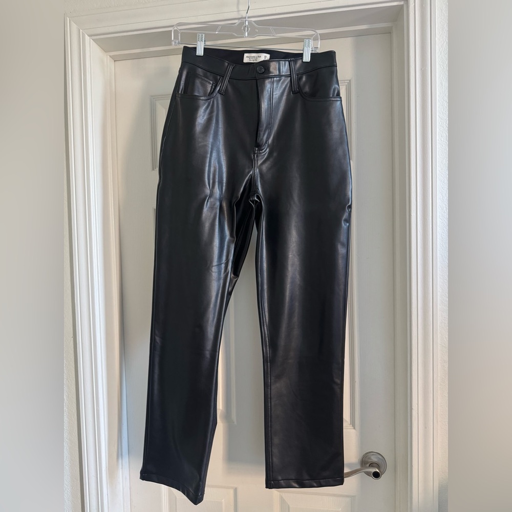 Abercrombie & Fitch Black Vegan Leather Straight Leg Jeans